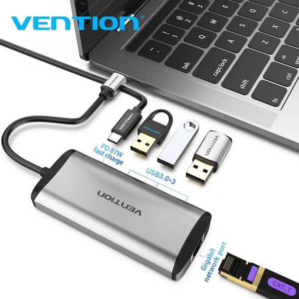 Vention TGDHB Type-C (5 in 1) to USB3.0 * 3/ Docking Station - Image 2