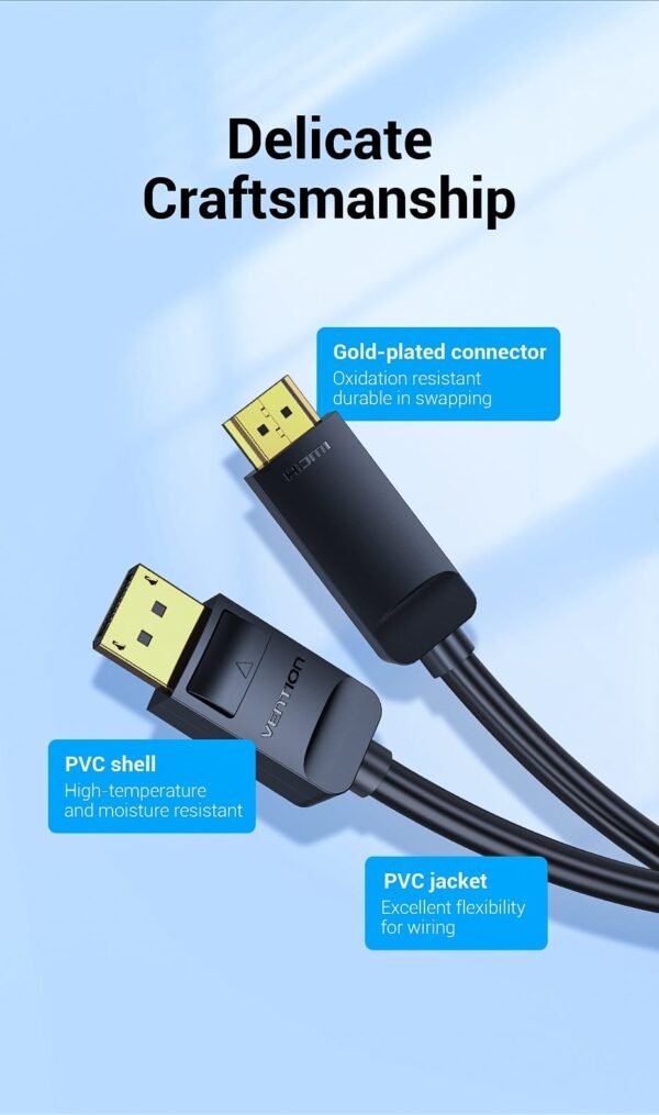 Vention DisplayPort (DP) To HDMI 4K Cable 2M- Black HAGBH - Image 3