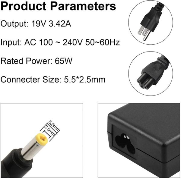HP ASUS Acer Toshiba Gateway AC Replacement Adapter 19V 3.34A 5.5 X 55mm - Image 2