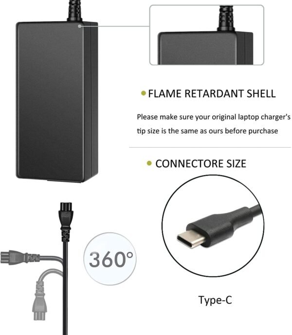 Original 45W Type C  AC Adapter Laptop Charger for Acer Aspire 5532 5349 5750 5742 5250 5253 5733 5534 5336 5552 5560 7560 SB416 AS7750 6423 V.5 V7. V3 R3 R7 S3 E1 M5 series. - Image 3