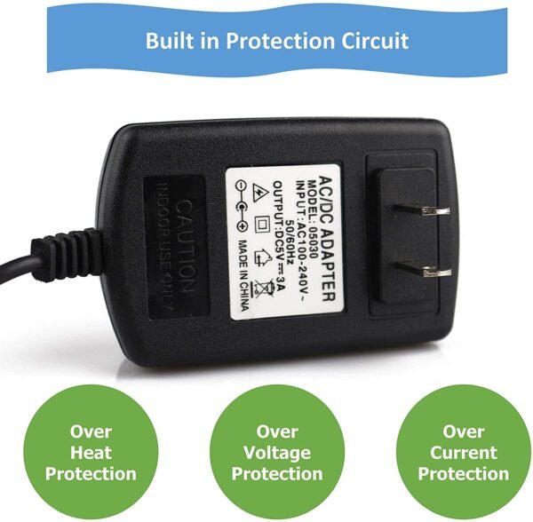 5V/3A (3000mA) AC Replacement Adapter Power Supply with 5.5mm x 2.5mm / 5.5mm x 2.1mm - Image 4