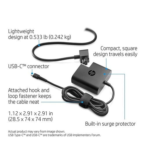 Original HP USB-C Type C square Power Adapter 65W -EVERCOMPS