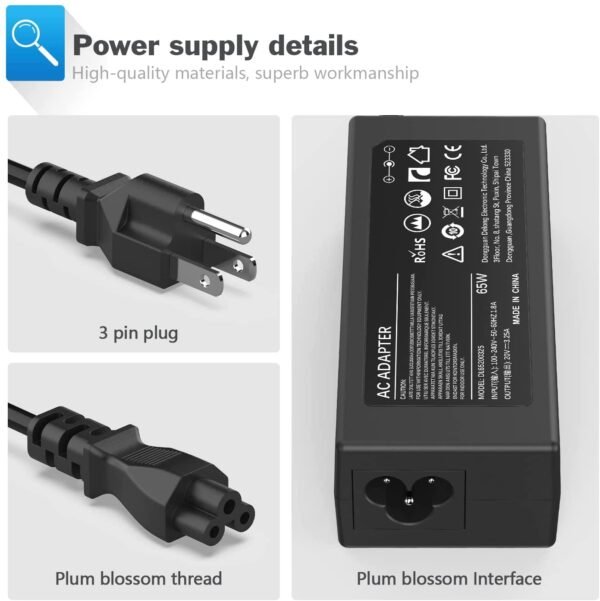 Original Lenovo Yoga 530-14IKB Yellow Pin Charger 20v 3.25A 65w  7.4 * 5.0 mm - Image 3