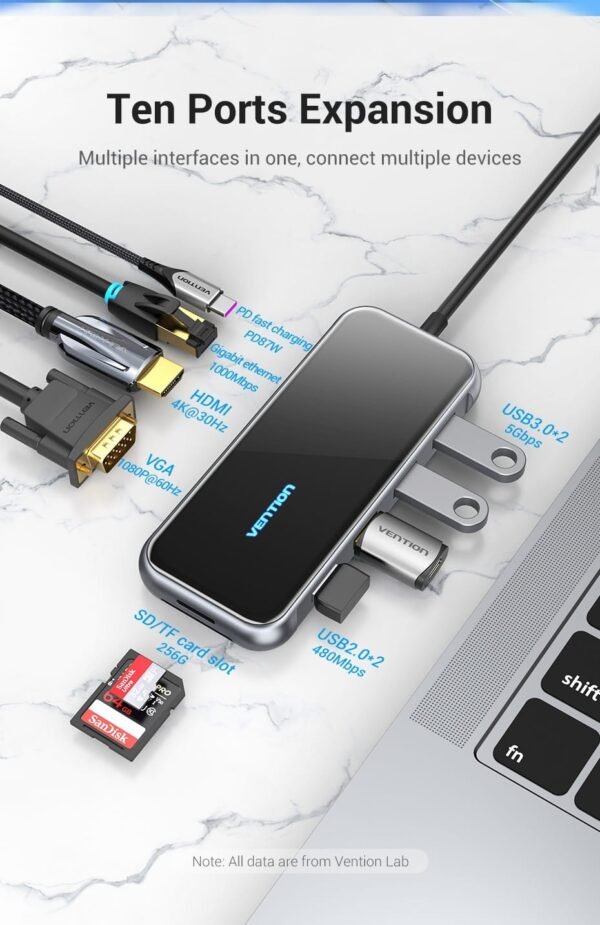 Vention TFGHB Multi-Function USB-C (10 in 1) PD Docking Station - Image 3