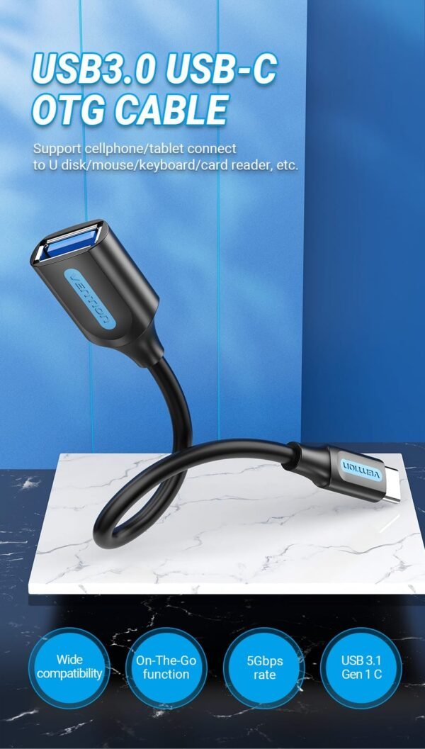 Vention CCVBB USB 3.1(Gen 1) C Male To A Female OTG Cable 0.15M