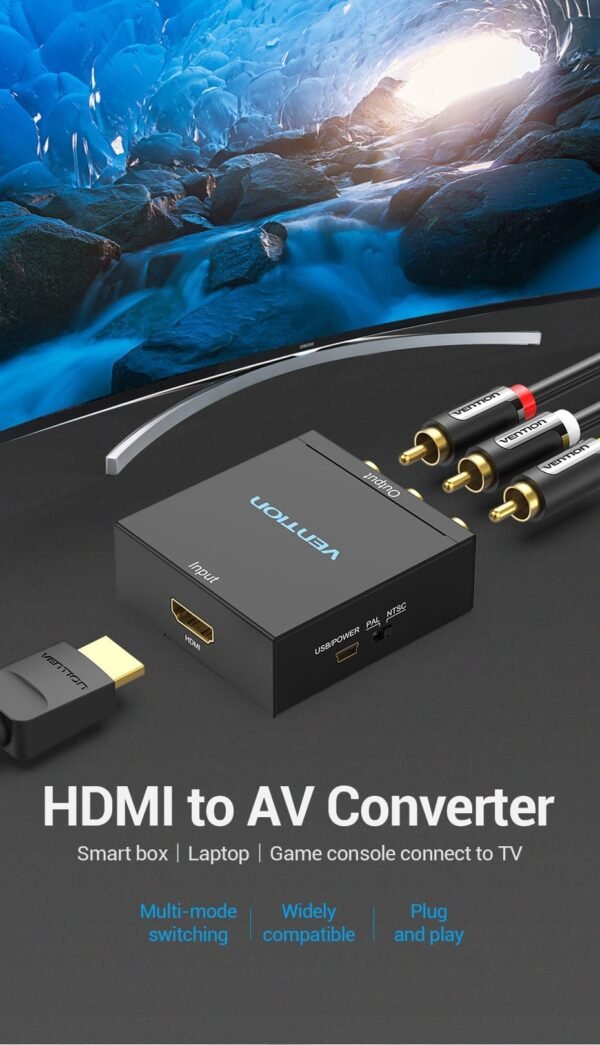 Vention AEEB0 HDMI To RCA Converter (Black Metal Type) - Image 2