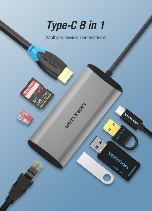 VENTION CNDHB TYPE C (8 IN 1) TO MULTI-FUNCTION  DOCKING STATION - Image 3