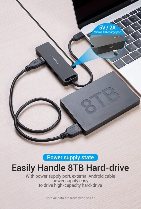 Vention TGKBB Type C to 4 Port USB 3.0 Hub with Power Supply0.15M - Image 4