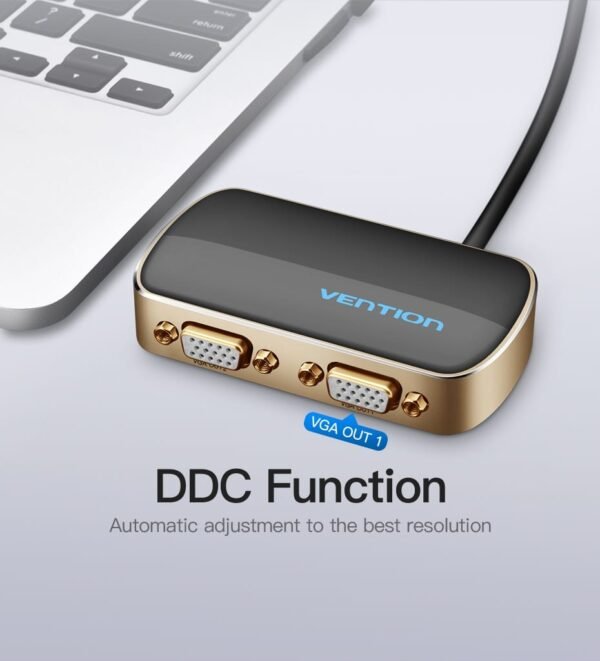 Vention DBABF 1 In 2 Out VGA Splitter 1 Meter (Black) - Image 3