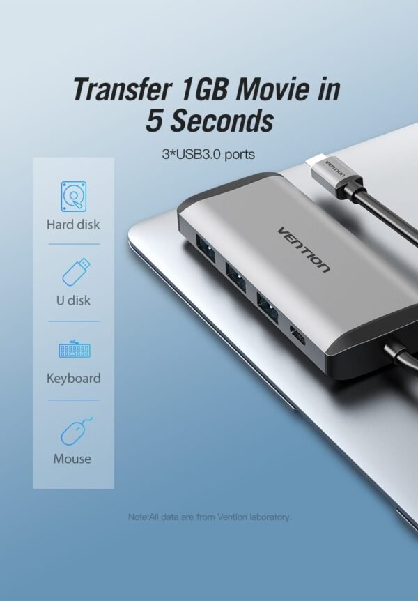 VENTION CNDHB TYPE C (8 IN 1) TO MULTI-FUNCTION  DOCKING STATION - Image 4