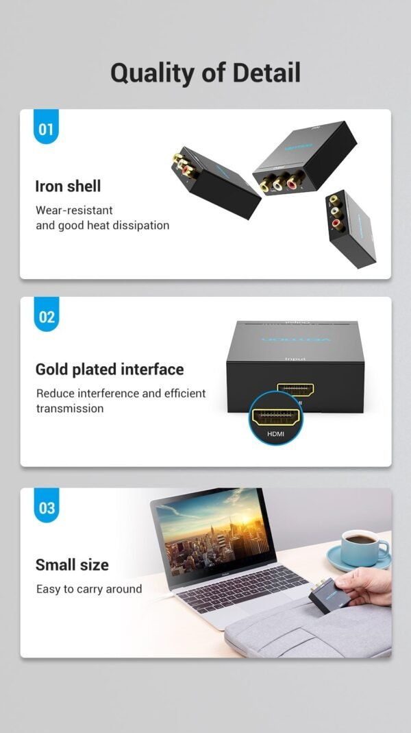 Vention AEEB0 HDMI To RCA Converter (Black Metal Type) - Image 7