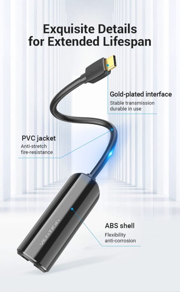 Vention CFABB USB-C To 100M Ethernet Adapter 0.15M(Black) - Image 6