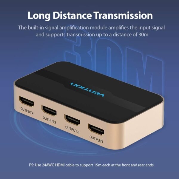 Vention ACCG0 1 In 4 Out HDMI Splitter (Black Color) - Image 5
