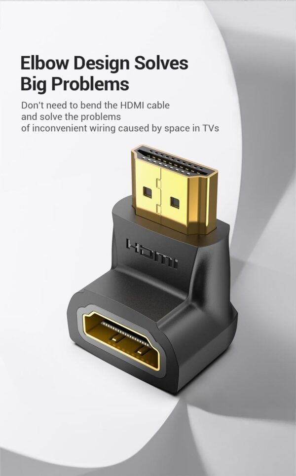 Vention AIOB0 HDMI 90 Degree Male To Female Adapter (Black) - Image 3