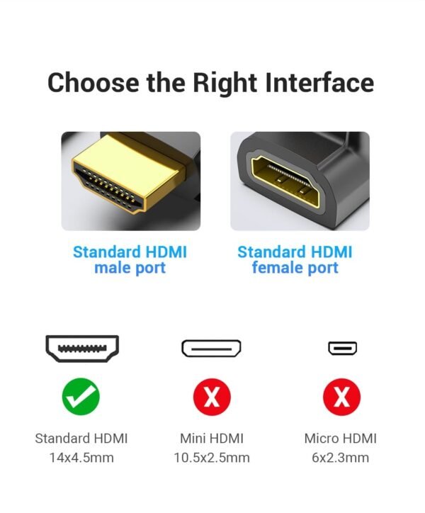 Vention AIOB0 HDMI 90 Degree Male To Female Adapter (Black) - Image 4