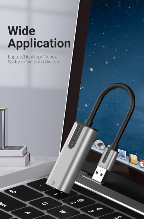 Vention CEWHB USB 3.0-A To Gigabit Ethernet Adapter Gray 0.15M - Image 4