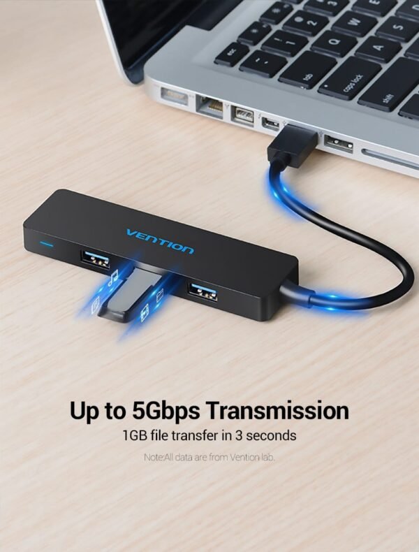 Vention CHKBB 4 Ports USB3.0 HUB 0.15M (Black) - Image 2