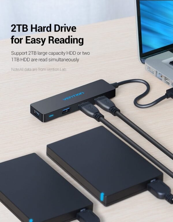 Vention CHKBB 4 Ports USB3.0 HUB 0.15M (Black) - Image 3