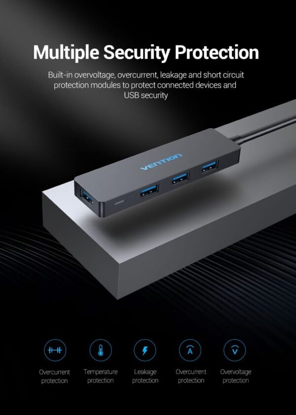 Vention CHKBB 4 Ports USB3.0 HUB 0.15M (Black) - Image 6