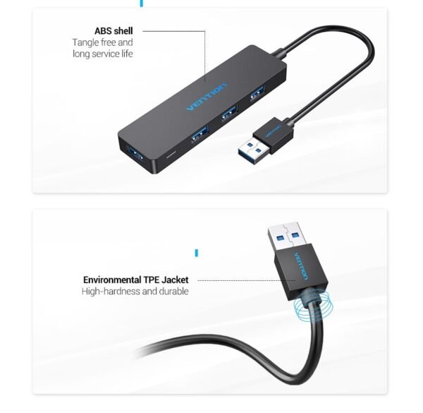 Vention CHKBB 4 Ports USB3.0 HUB 0.15M (Black) - Image 7