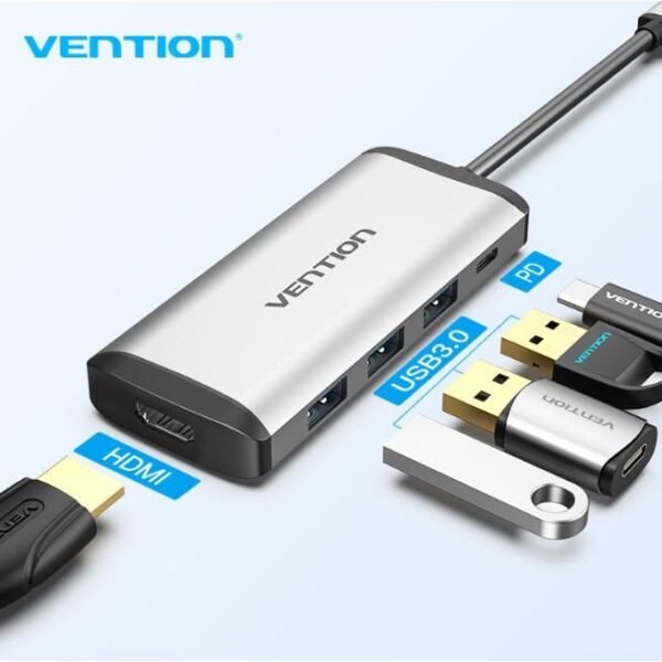 Vention CNBHB Type C to HDMI/USB 3.0*3/PD Docking station - Image 2