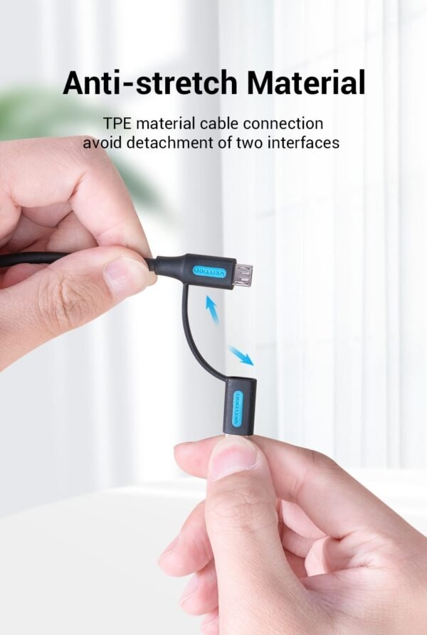 Vention CQDBG USB 2.0 to 2-in-1 Micro USB & USB-C Cable (Black) - Image 5