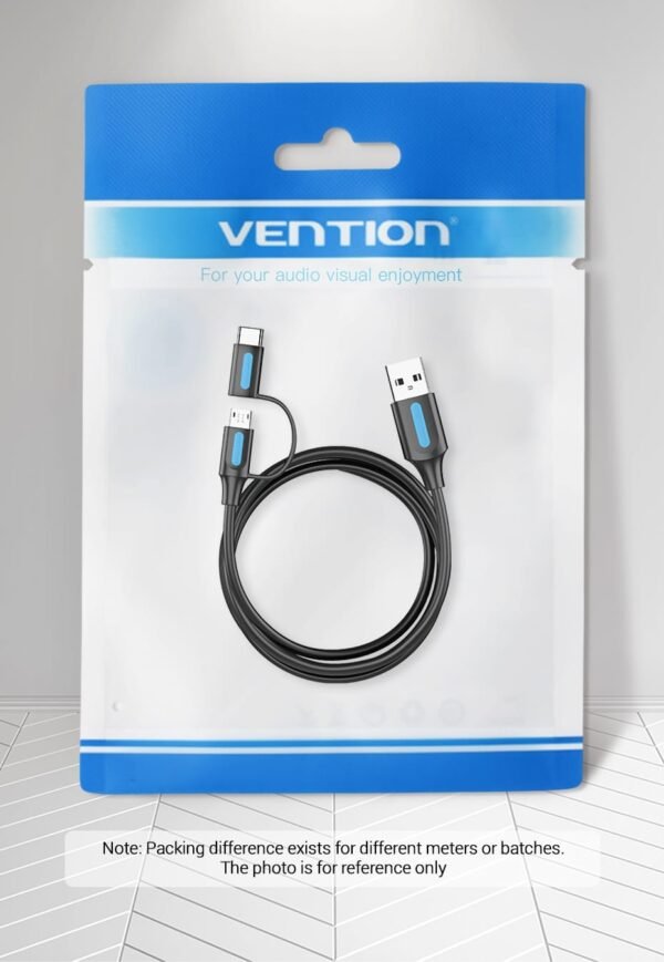 Vention CQDBG USB 2.0 to 2-in-1 Micro USB & USB-C Cable (Black) - Image 7