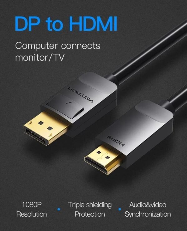 Vention Display Port To HDMI Cable 1.5 Meter (Black) VEN-HADBG - Image 3