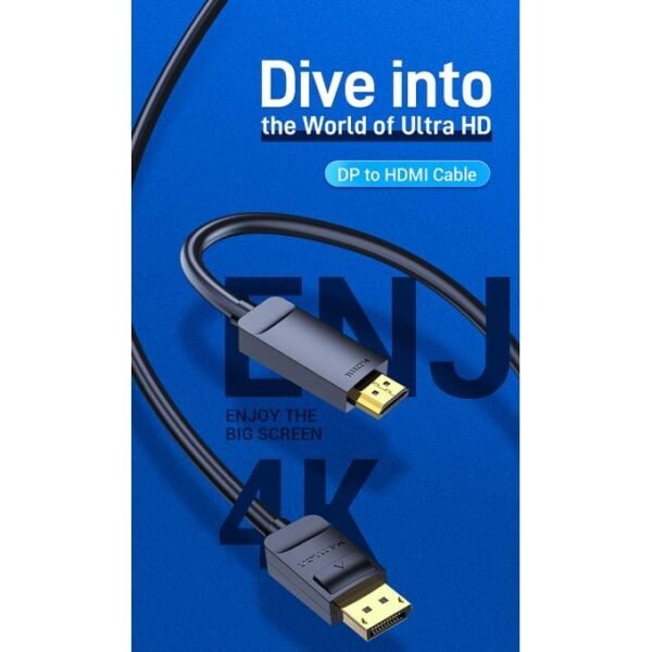 Vention DisplayPort (DP) To HDMI 4K Cable 2M- Black HAGBH - Image 5