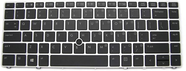 HP EliteBook Folio 9470, Fit P/N 697685-001 SG-57400-XUA 6037B0080301 702843-001 SN9118BL Black with Silver Frame Light Backlight Notebook  US Layout Backlit Laptop Keyboard (With Pointing Stick) Laptop Keyboard