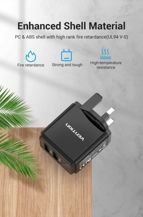 Vention VEN-QC67-UK-B Two-Port USB (A+C)  Wall Charger (18W/20W) - Image 5