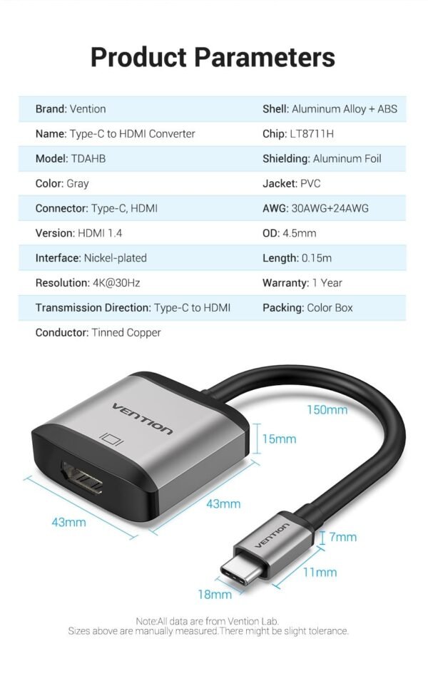Vention TDAHB Type-C To HDMI Converter - Image 6