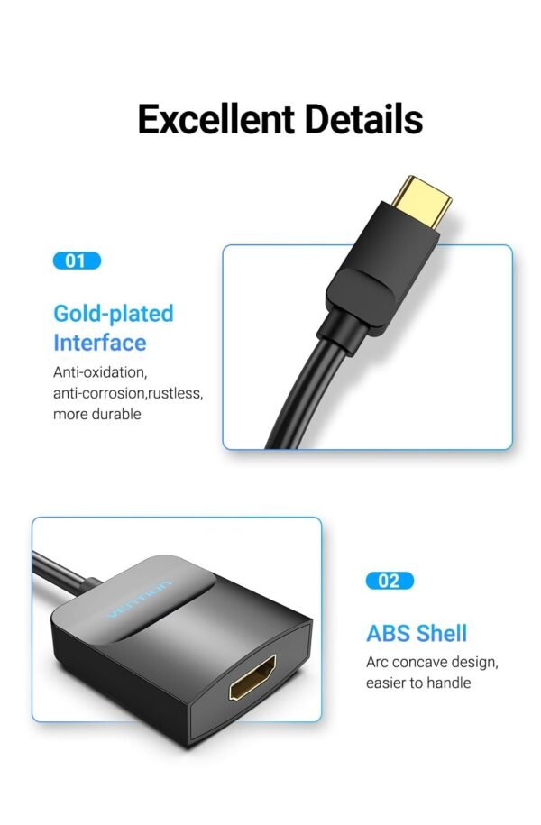 Vention TDCBB Type-C To HDMI Adapter 0.15M Black ABS Type - Image 4