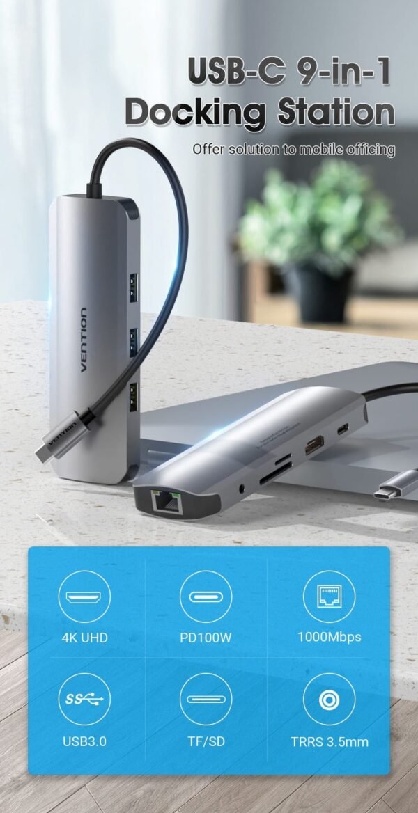 Vention TOLHB Multifunction USB-C(9 in 1) to Docking stations - Image 2