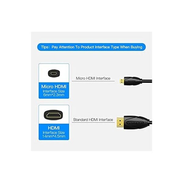 Vention VAA-D03-B200 Micro HDMI Cable -2 Meter (Black) - Image 3