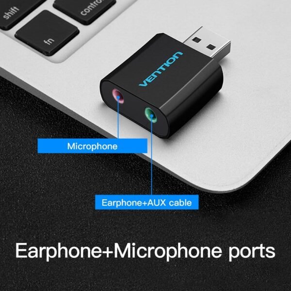 Vention VAB-S17-B USB External Sound Card Black Metal Type - Image 7