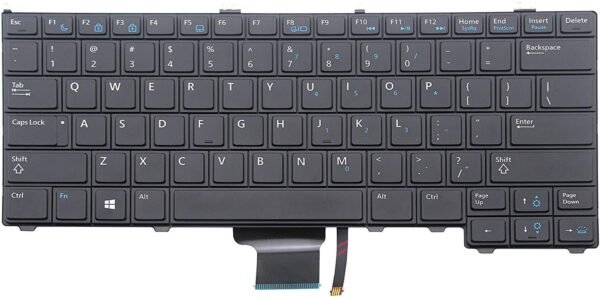 Laptop Backlit keyboard (without mouse pointer) compatible with Dell Latitude E7240 E7440 , US layout Black color