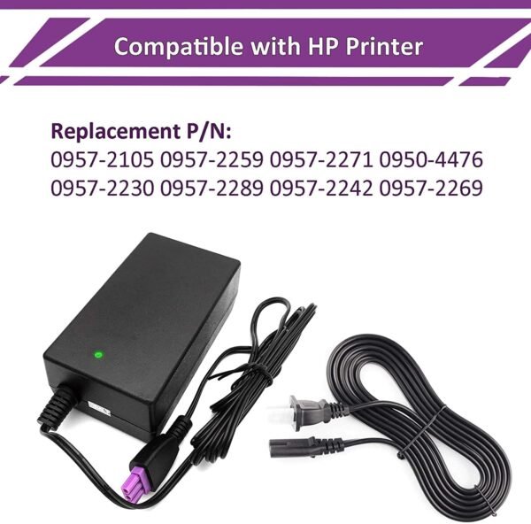 32V 1560mA AC Adapter for HP Photosmart c4750 B210 C7250 7525 C7280 C3180 C310 Officejet 7400A 6500 7612 J4550 4500 All-in-One Printer 4500 J4540 C6180 6000 , 4500, wireless charger cable for printer - Image 5