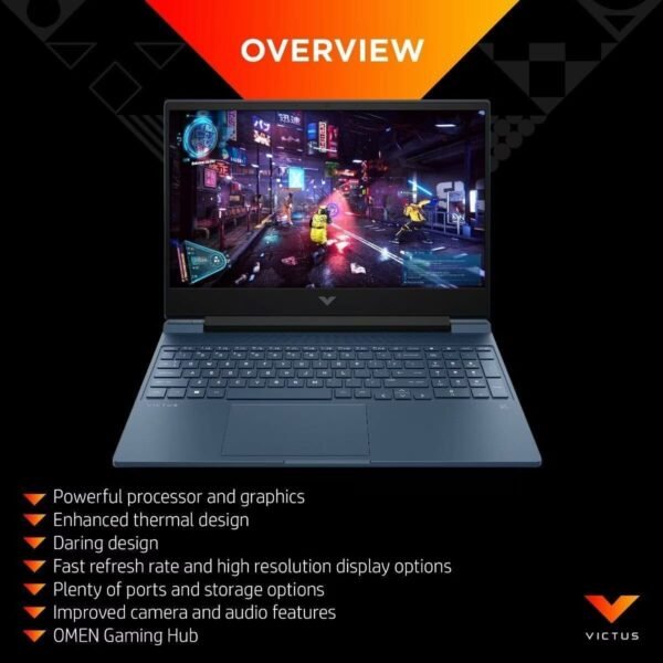 HP Victus Gaming Laptop 15-fa Intel Core i5-12450H 16GB RAM 512GB SSD 15.6 Inch 144Hz Refresh Rate Display 4GB NVIDIA GTX 1650 Graphics Card - Image 5