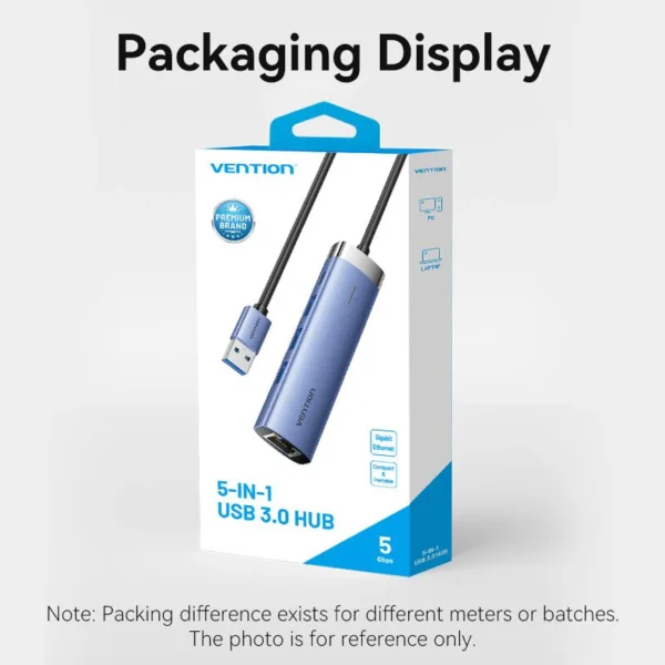 Vention USB Hub USB 3.0 to USB 3.0 x 3/RJ45/USB-C 0.15M Blue Aluminum Alloy Type-TGFSB - Image 11