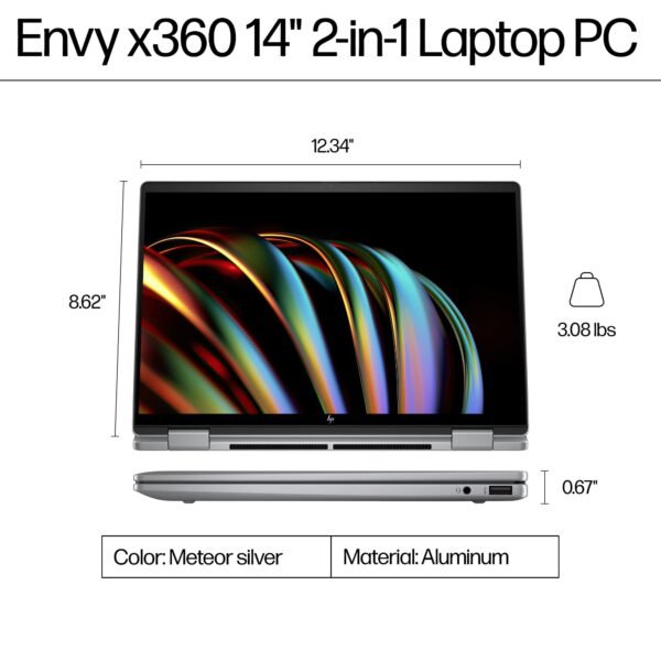 HP ENVY 14-FC0023DX Intel Core Ultra 7-155U 16GB RAM 1TB SSD 14 Inch Display Laptop - 9T8G4UA - Image 9