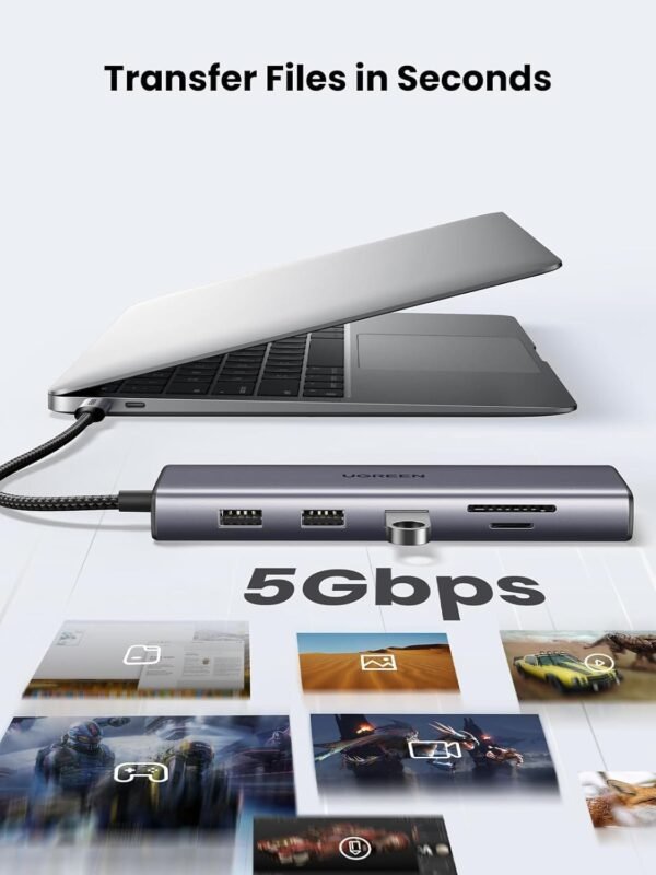 UGREEN USB-C 10-in-1 Docking Station with 4K HDMI and VGA, 1Gbps Ethernet, 100W PD, 3 USB 3.0 Ports, 3.5mm Audio Jack, SD/TF Card Slots, Multi Adapter - Image 4
