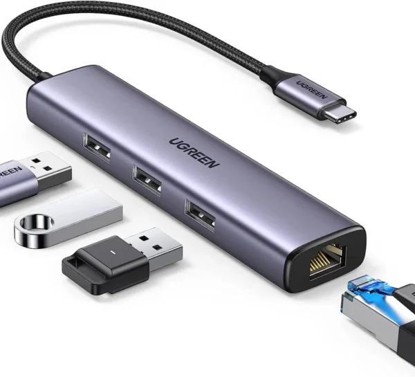 UGREEN CM475 20915 USB-C to USB 3.0 Hub (3 Ports) + Gigabit Ethernet 4 In 1 Hub