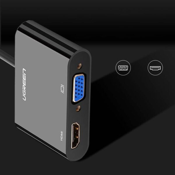 UGREEN HDMI To VGA + HDMI Converter, 3.5mm Audio Output, Resolution 4K*2K/1080P Gold Plated-Black | 40744 - Image 4