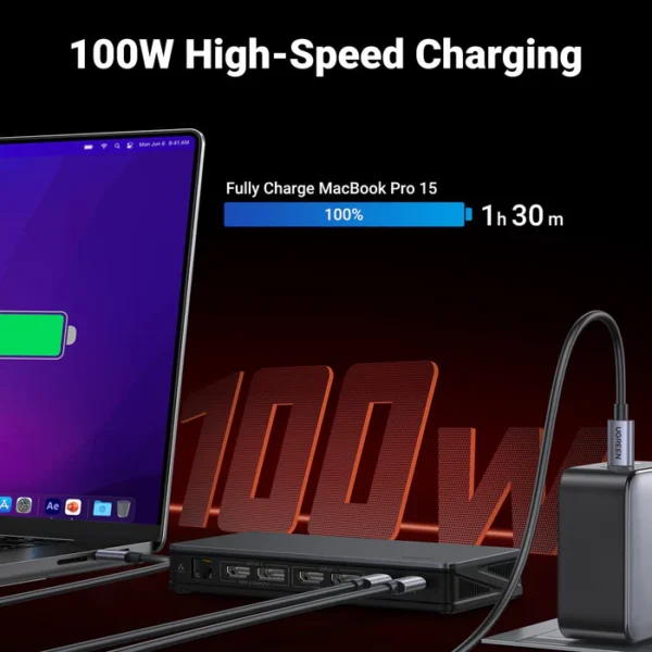 UGREEN USB-C Multi-Function 9-In-1 Docking Station - CM615 90912 - Image 3