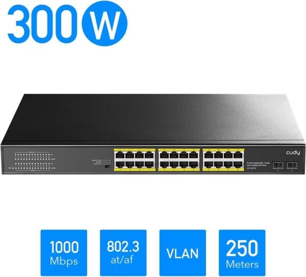 CUDY 24-PORT GIGABIT PoE(300watts) Switch with 2 Gigabit SFP Slot