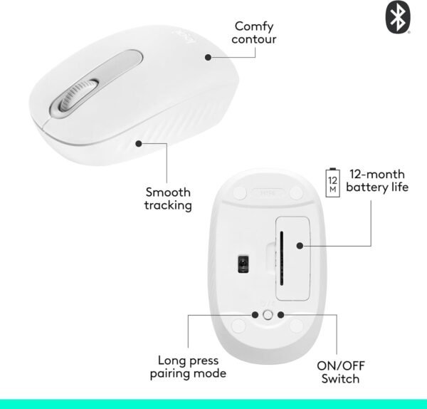 Logitech M196 Bluetooth Wireless Mouse - Off White - Image 2