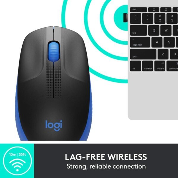 Logitech Wireless Mouse M191 Full Size Mouse-Blue - Image 3