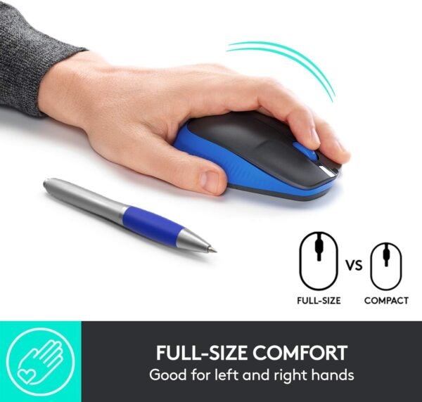 Logitech Wireless Mouse M191 Full Size Mouse-Blue - Image 4