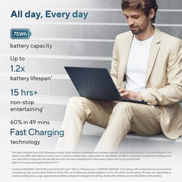 ASUS Zenbook 14X OLED UX3405MA Intel Core Ultra 9-185H 16GB RAM 1TB SSD 14.0" 120Hz 3K Touchscreen Display Laptop - Image 5